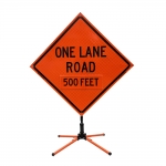 Roll Up Sign & Stand - 48 Inch Reflective One Lane Road 500 Feet Roll Up Traffic Sign
